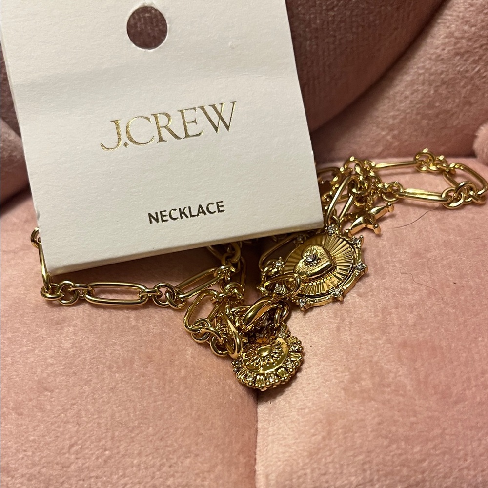 J. Crew Gold Charm Necklace with Heart and Star